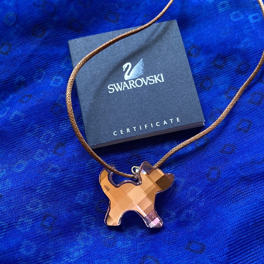 Swarovski Crystal Pink Cat Necklace